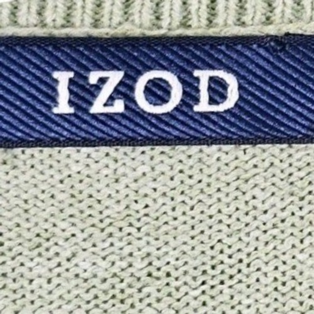 IZOD Argyle Sweater Mens L Green V-Neck Long Sleeve Knit Pullover Y2K Preppy - Picture 2 of 9